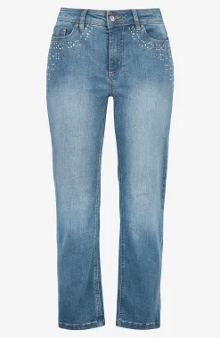 Ankeljeans med perler og rhinsten