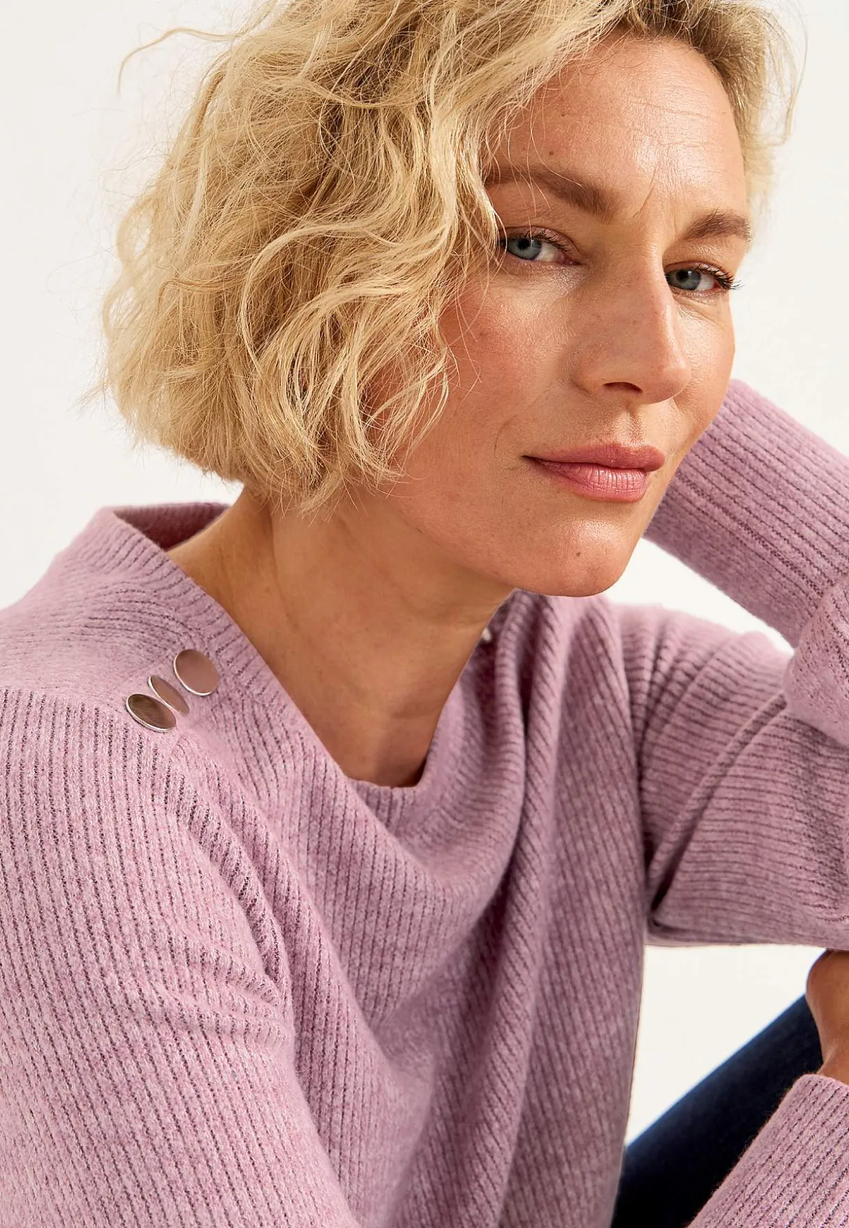 Blød jerseytrøje med knapper Beata