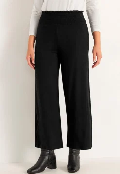 Bløde jerseybukser med smocket elastisk talje Liv