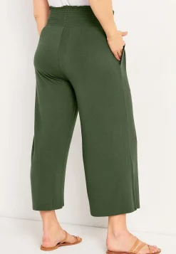 Bløde jerseybukser med smocket elastisk talje Liv