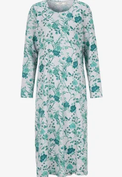 Blomstret natkjole med lange ærmer
