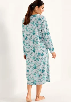 Blomstret natkjole med lange ærmer
