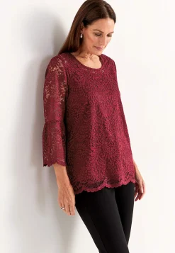 Blondetop med trompetærme