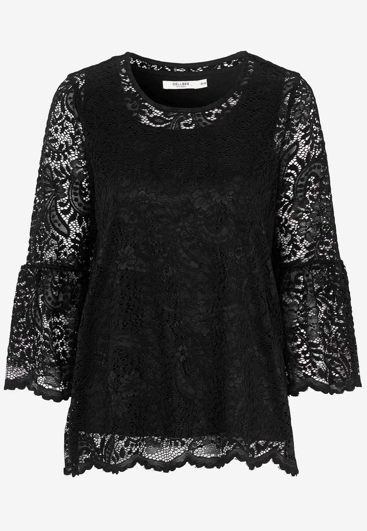 Blondetop med trompetærme