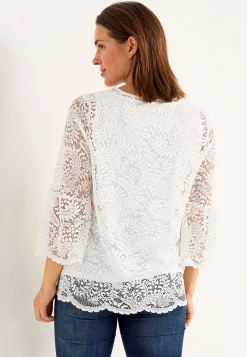 Blondetop med trompetærme