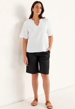 Bluse i rynket bomuld