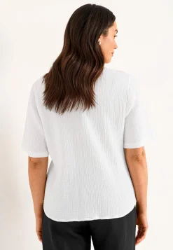 Bluse i rynket bomuld