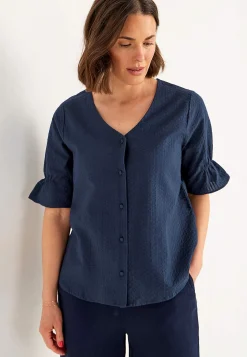 Bluse i seersucker