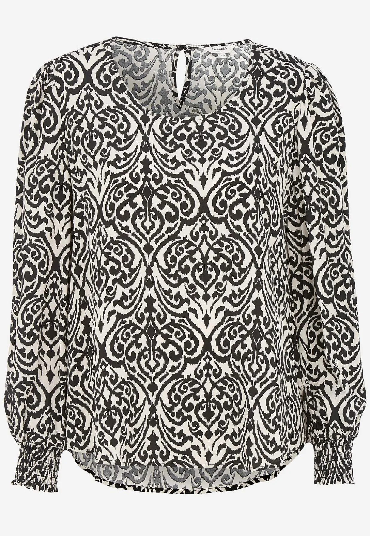 Bluse med smock ved manchetterne