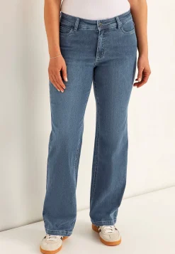 Brede jeans i denim med superstræk Sara