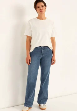 Brede jeans i denim med superstræk Sara
