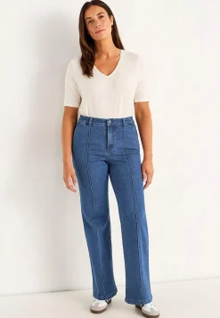 Brede jeans med syede pressefolder Mia