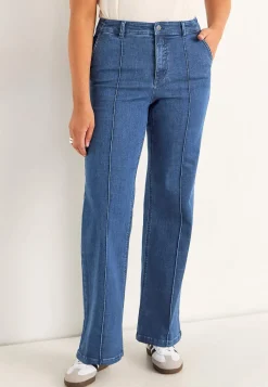 Brede jeans med syede pressefolder Mia