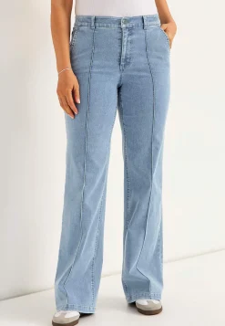 Brede jeans med syede pressefolder Mia