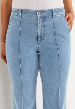 Brede jeans med syede pressefolder Mia