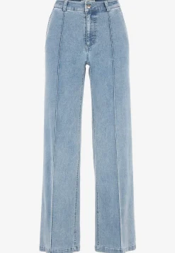 Brede jeans med syede pressefolder Mia