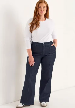 Brede jeans med syede pressefolder Mia | Cellbes