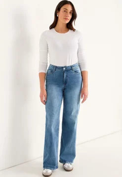 Brede, lange jeans med høj talje Renata | Cellbes