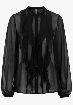 Chiffonbluse med volanter
