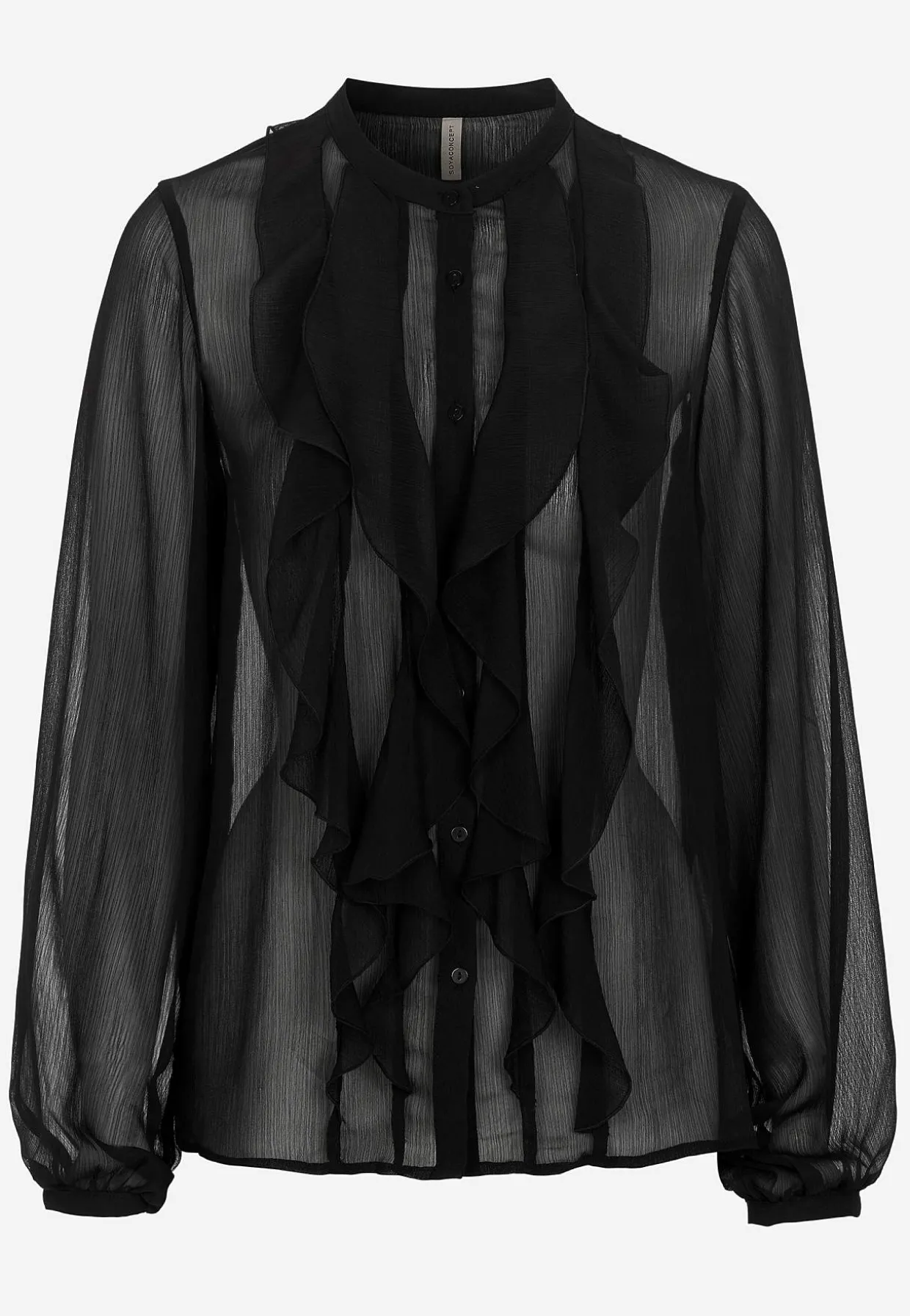 Chiffonbluse med volanter