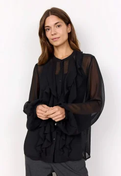 Chiffonbluse med volanter