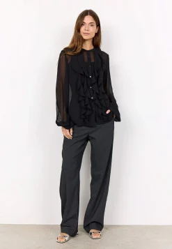 Chiffonbluse med volanter