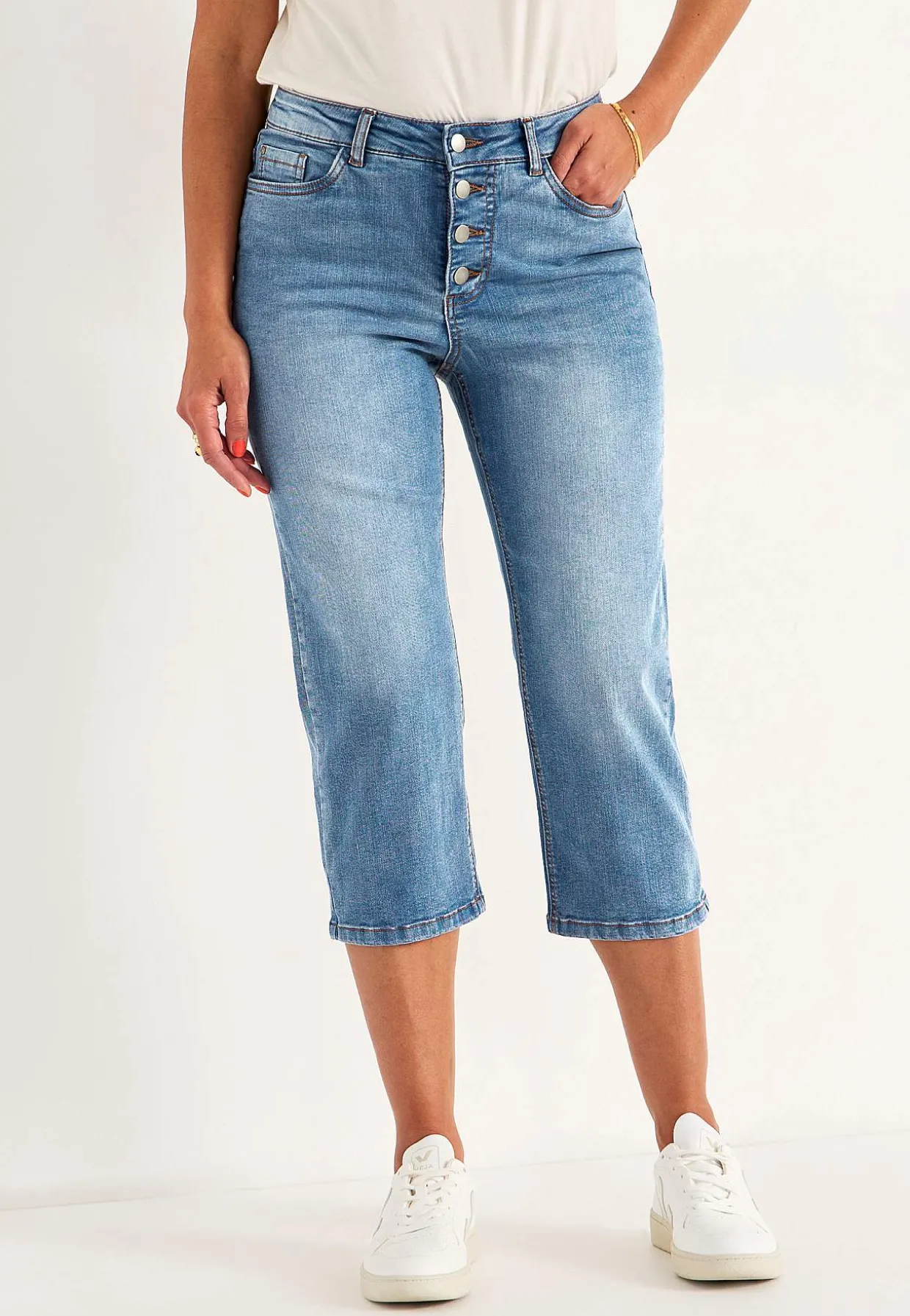Crop jeans med design med fem lommer
