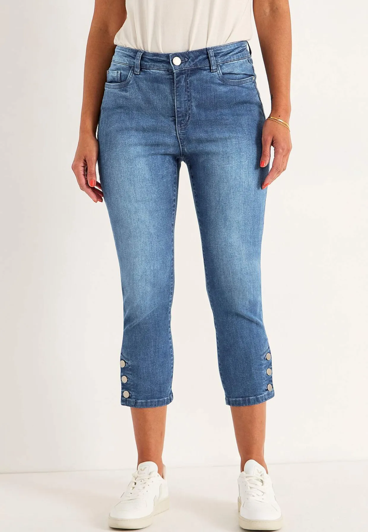 Crop jeans med design med fem lommer | Cellbes