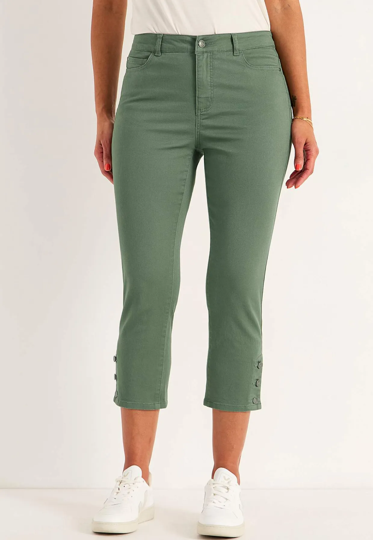 Crop jeans med design med fem lommer