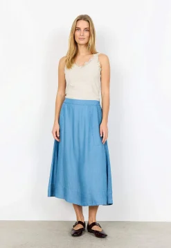 Denimnederdel i lyocell med lommer