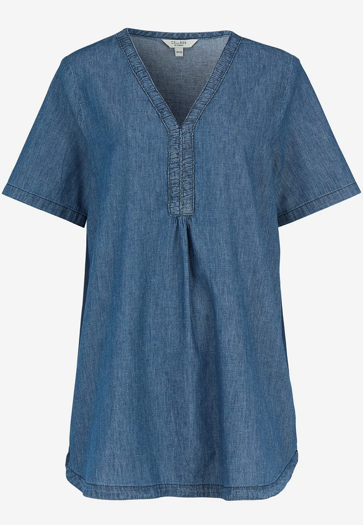 Denimtunika med dekorativ v-hals