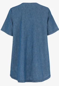Denimtunika med dekorativ v-hals