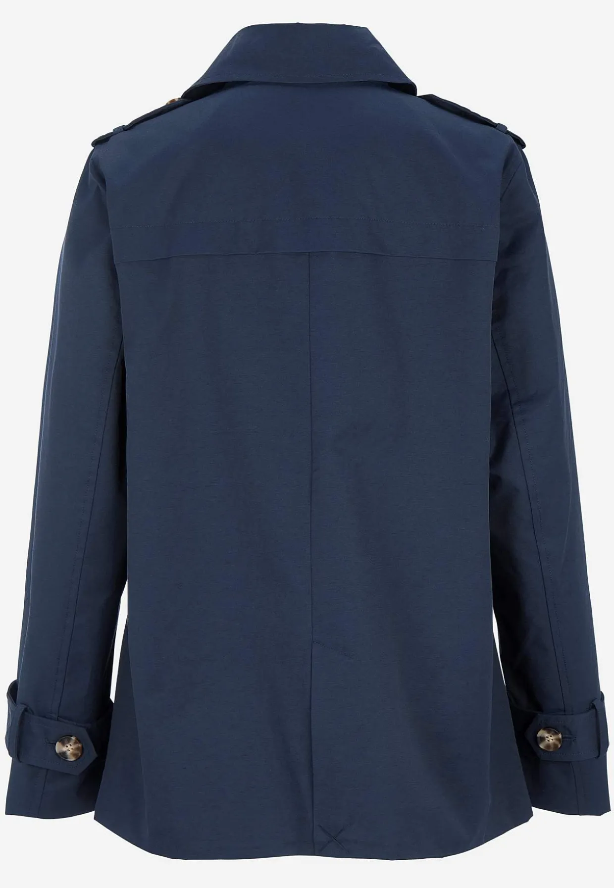 Dobbeltbrystet, kort trenchcoat