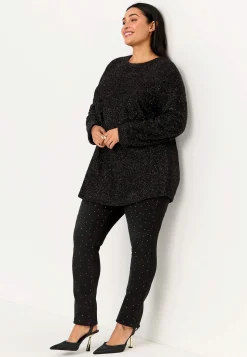 Elastisk jegging med rhinstensdetaljer