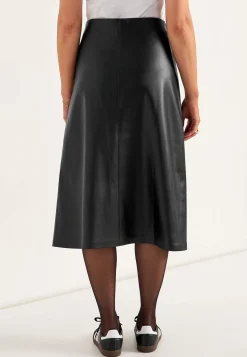 Elastisk nederdel i læderimitation