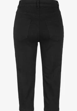 Elastiske crop jeans med syet pressefold