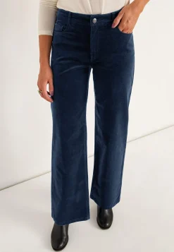 Elastiske fløjlsbukser med brede ben