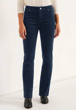 Elastiske fløjlsbukser med lige ben