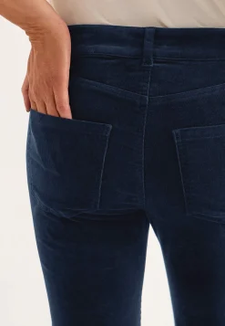 Elastiske fløjlsbukser med lige ben