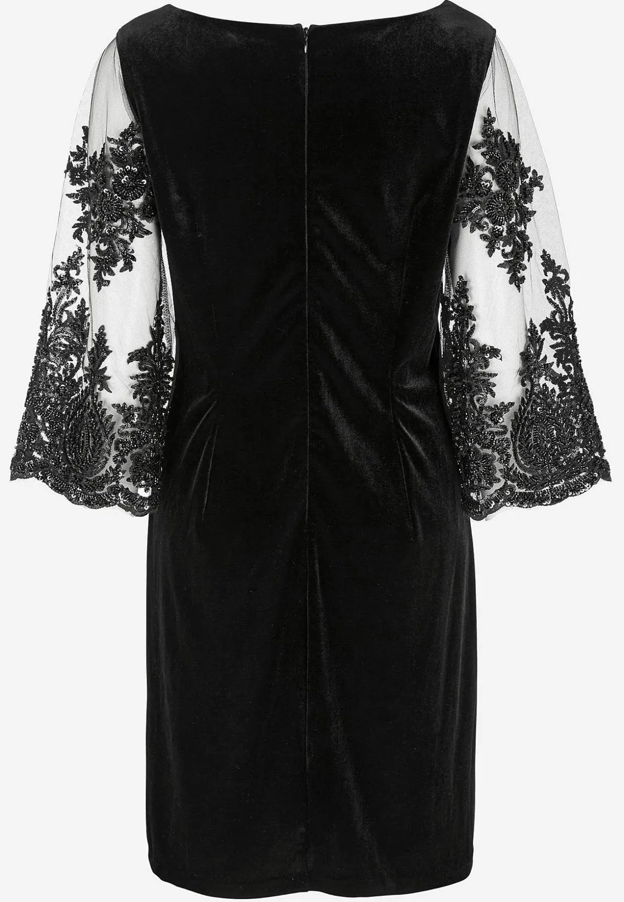 Festkjole med blonde og perlebroderi