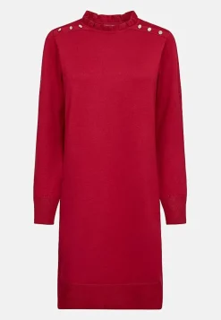 Fintstrikket kjole med knapper