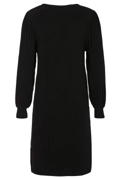 Fintstrikket kjole med plisserede ærmer