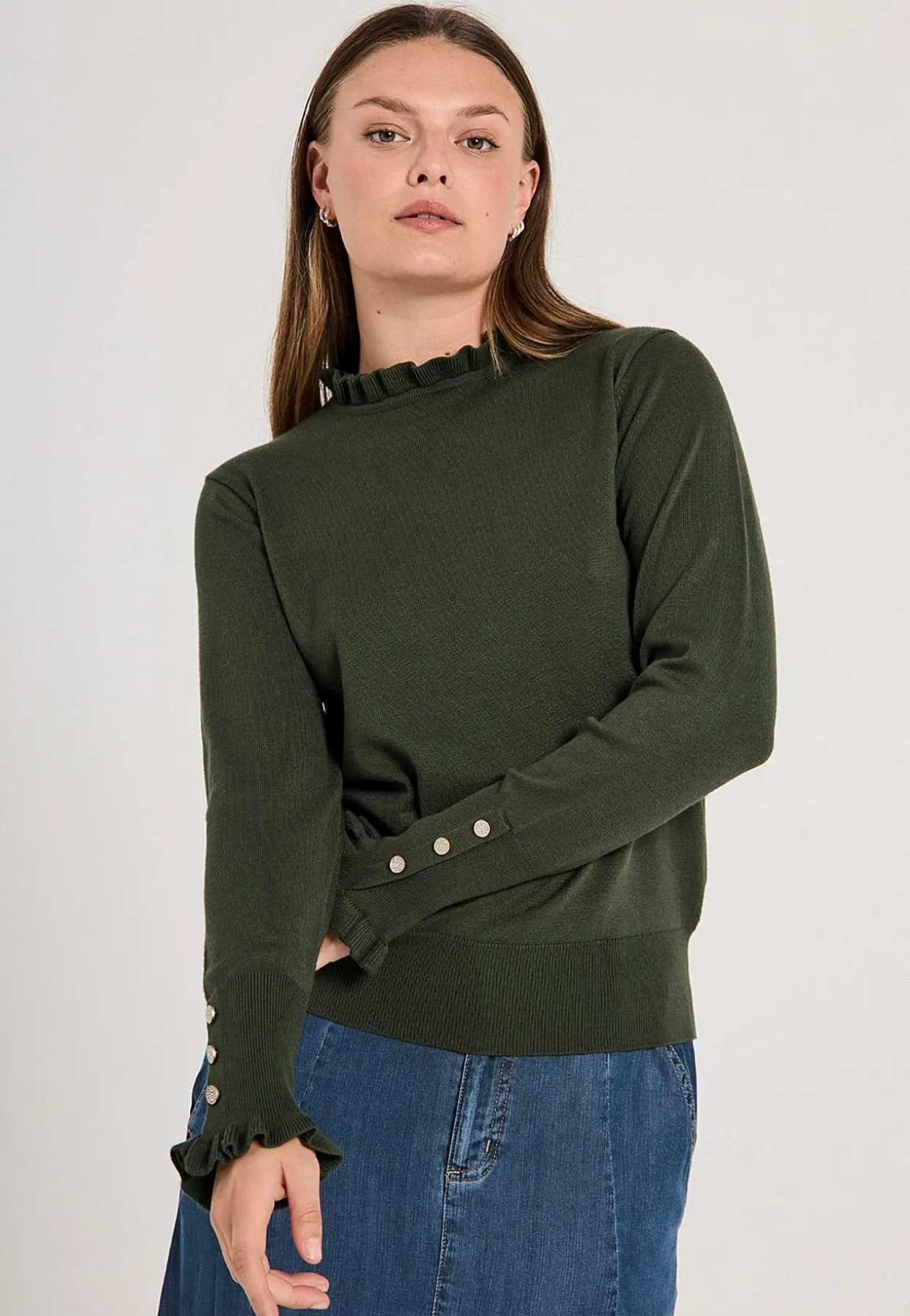Fintstrikket trøje med knapper