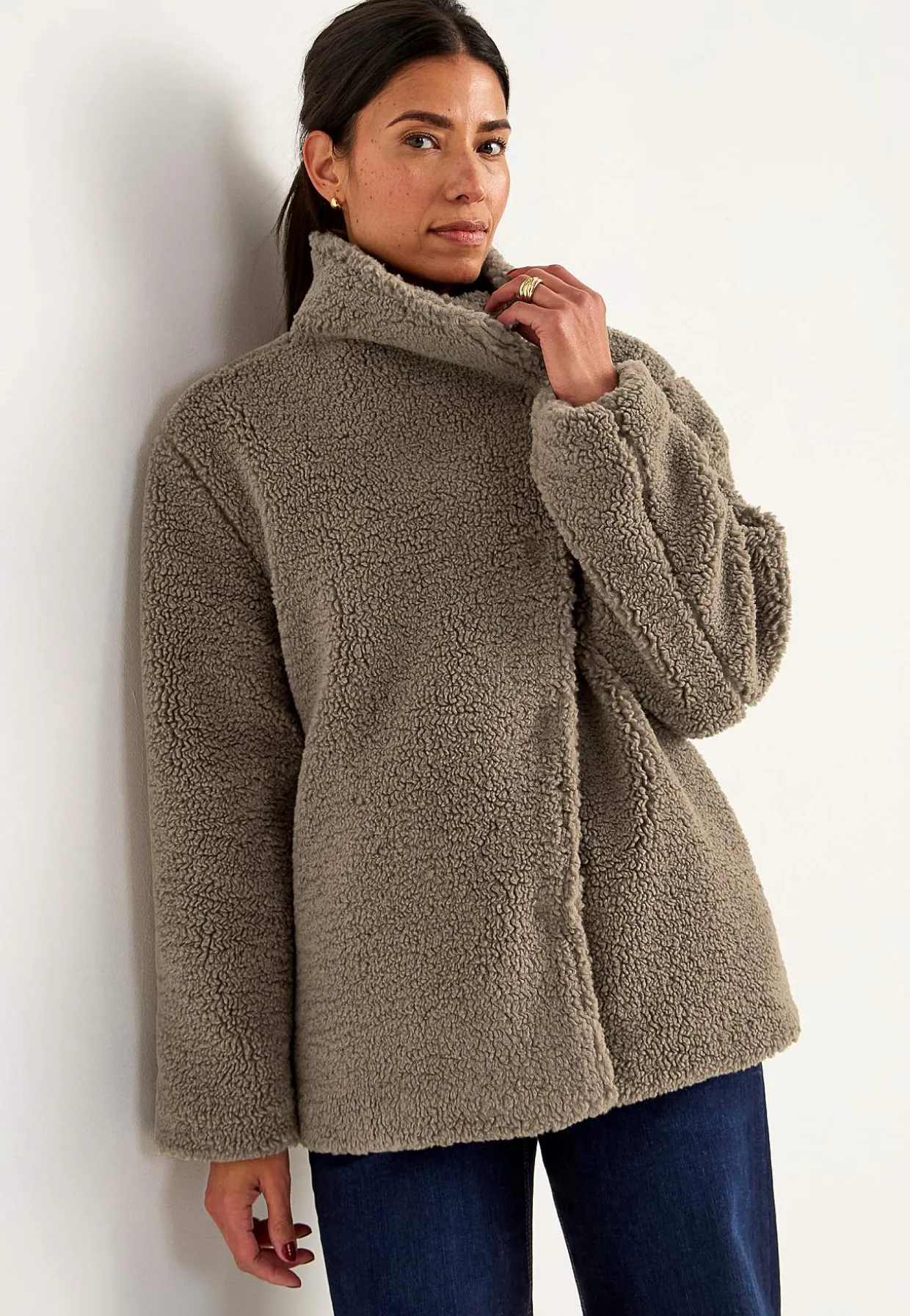 Fleecejakke med opretstående krave