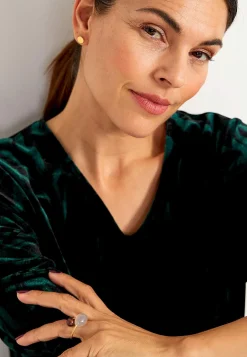 Fløjlstunika med rynket ærmedetalje