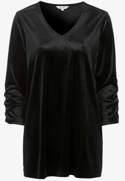 Fløjlstunika med rynket ærmedetalje