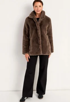 Frakke med blød pelsimitation