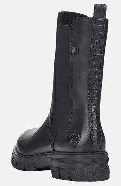 Høj skindstøvle med lynlås