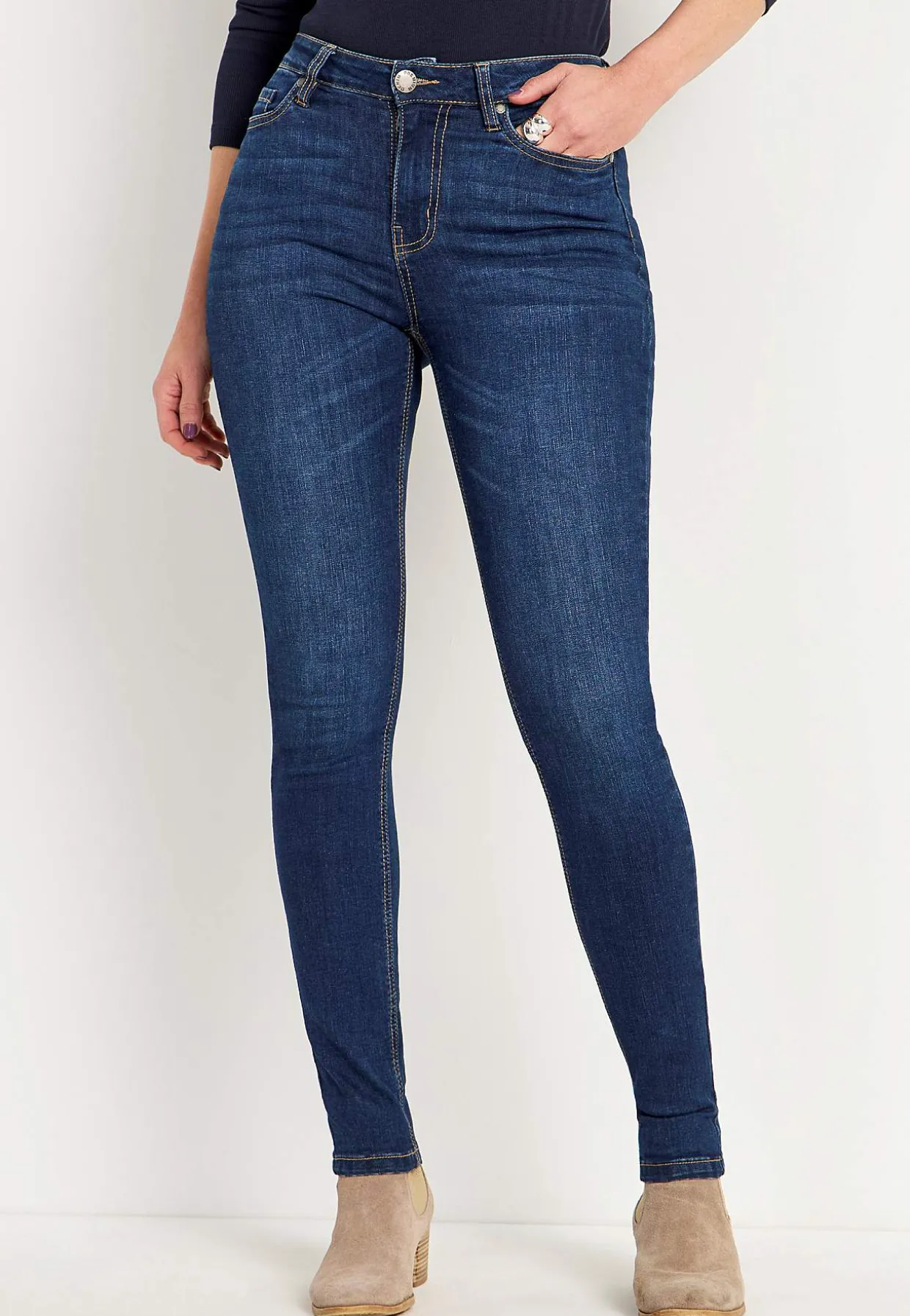 Jeans i denim med superstræk Ella