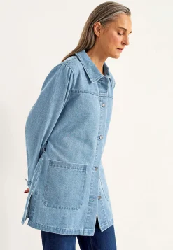 Jeansjakke med bindebånd